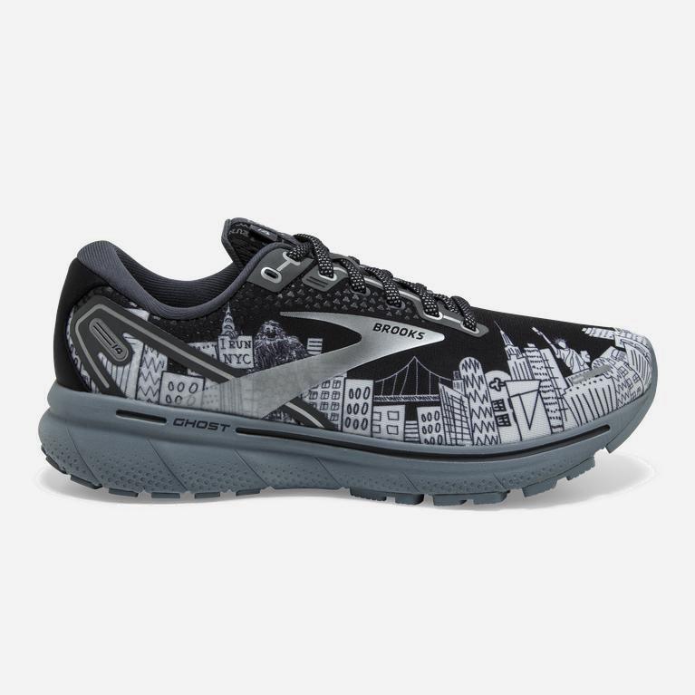 Brooks Ghost 14 Israel - Women's Cushioned Road Running Shoes - Black/Ebony/grey Charcoal/Sleet (372